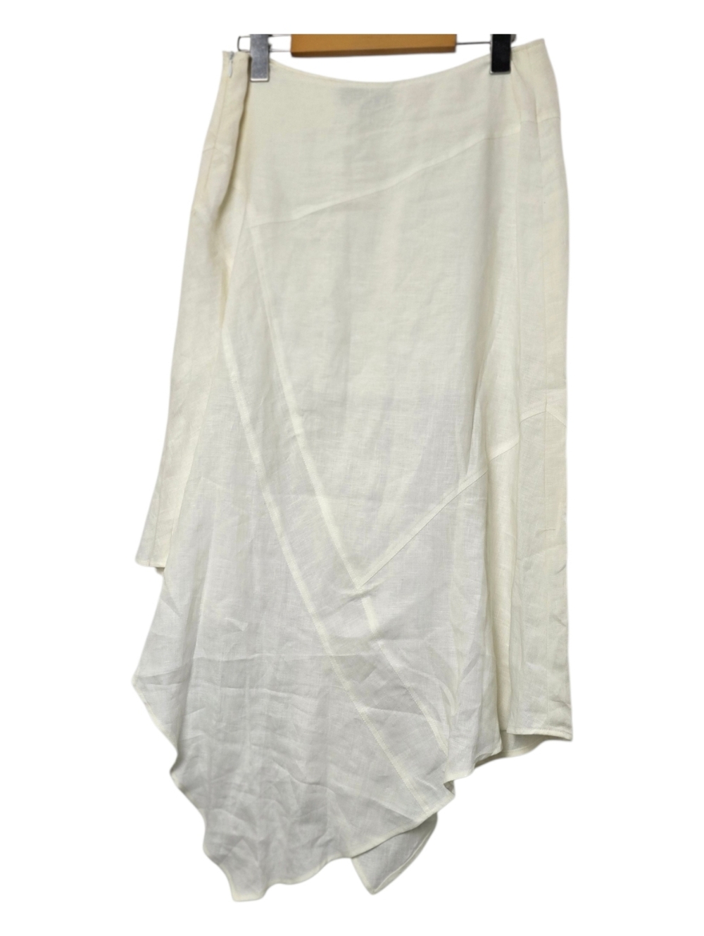 Luisa Spagnoli Cream Linen Asymmetrical Hem Skirt NWT Size 42 (US 14) | Italian